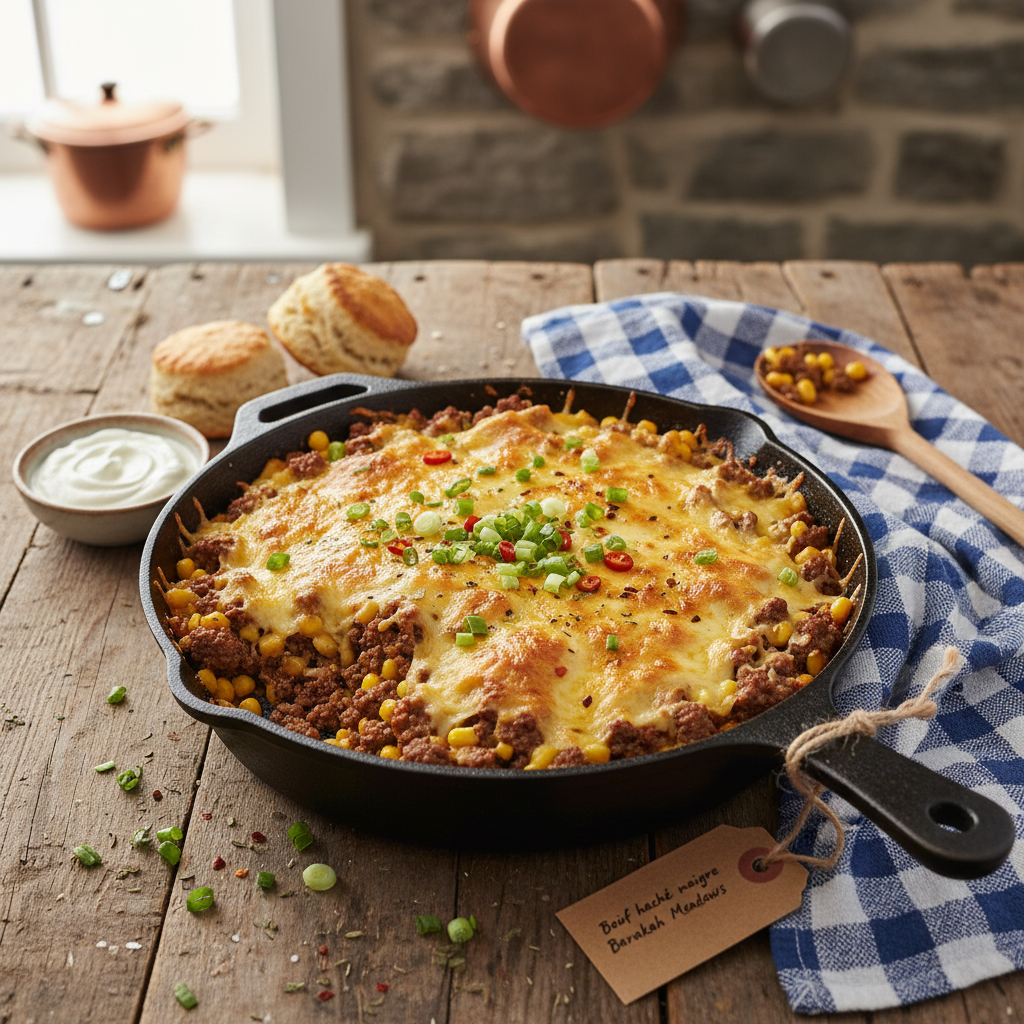 Skillet de Bœuf Haché, Maïs et Fromage
