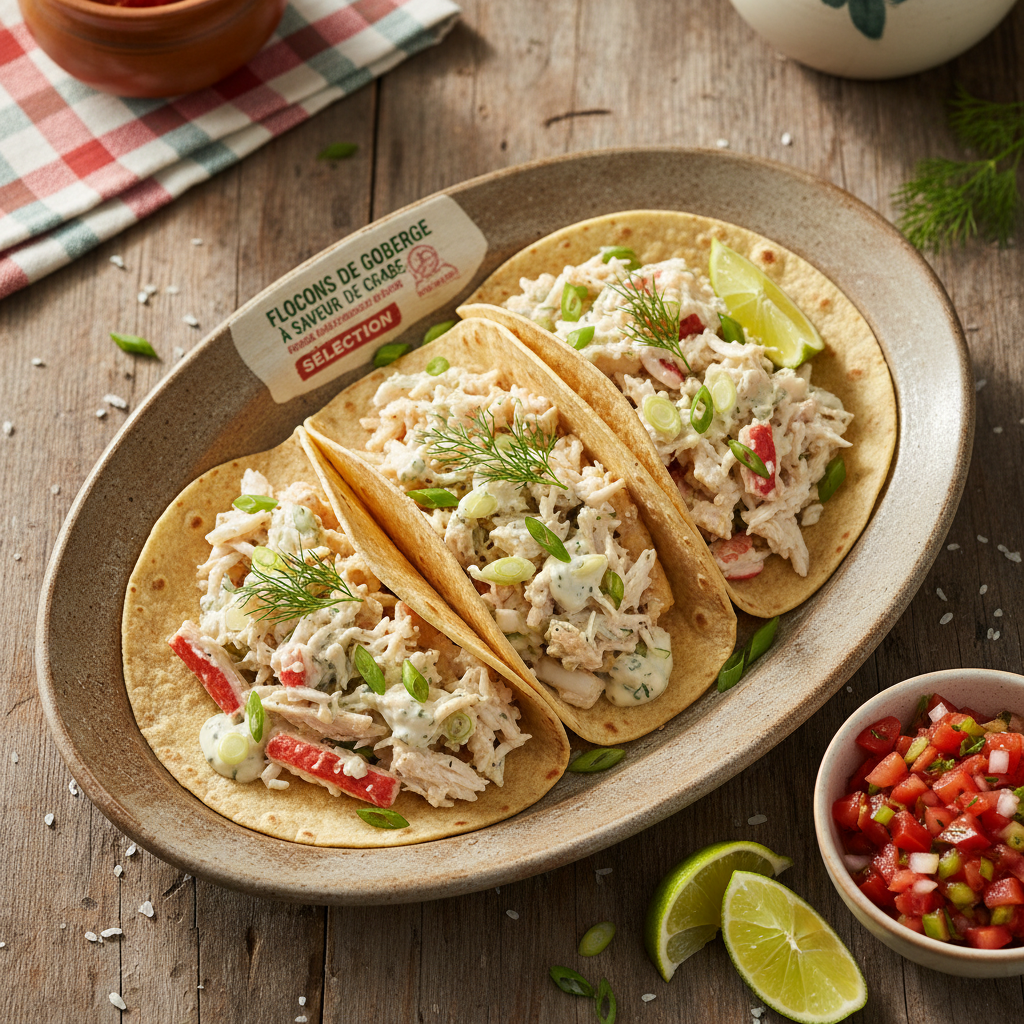 Tacos à la Goberge Façon "Crabe" et Oignons Verts