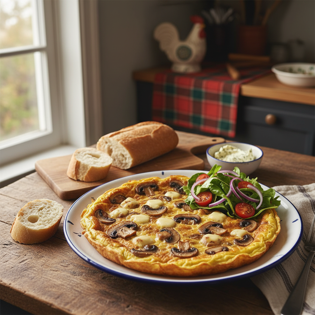 Image de la recette: Frittata Économique aux Champignons et Fromage