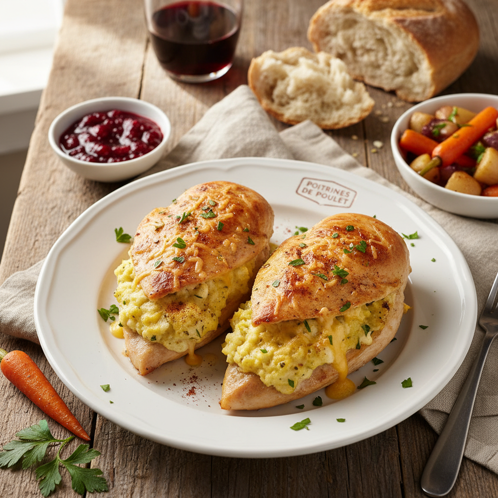 Image de la recette: Poitrines de poulet farcies chou-fleur et fromage