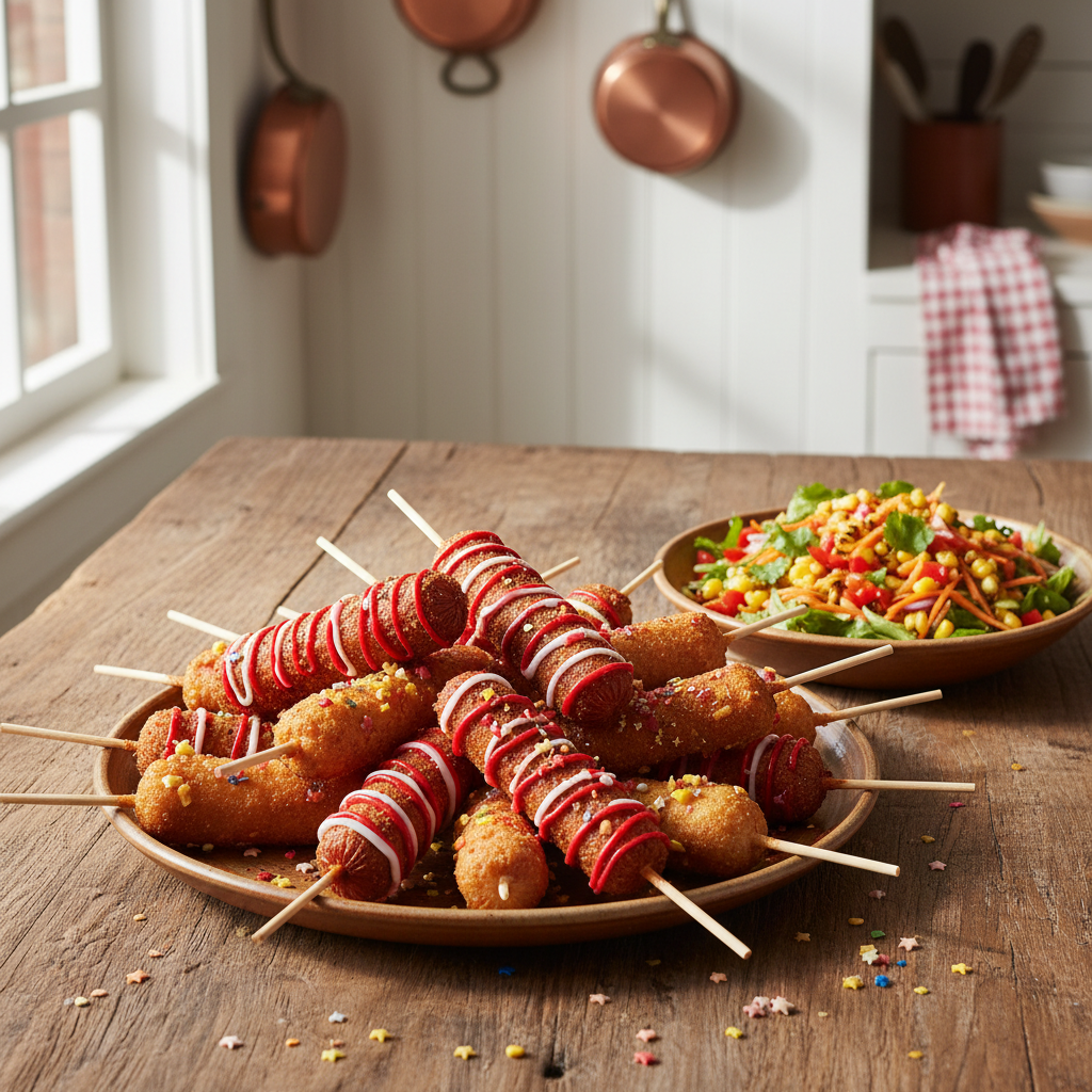 Pogos festifs avec salade de maïs et carottes
