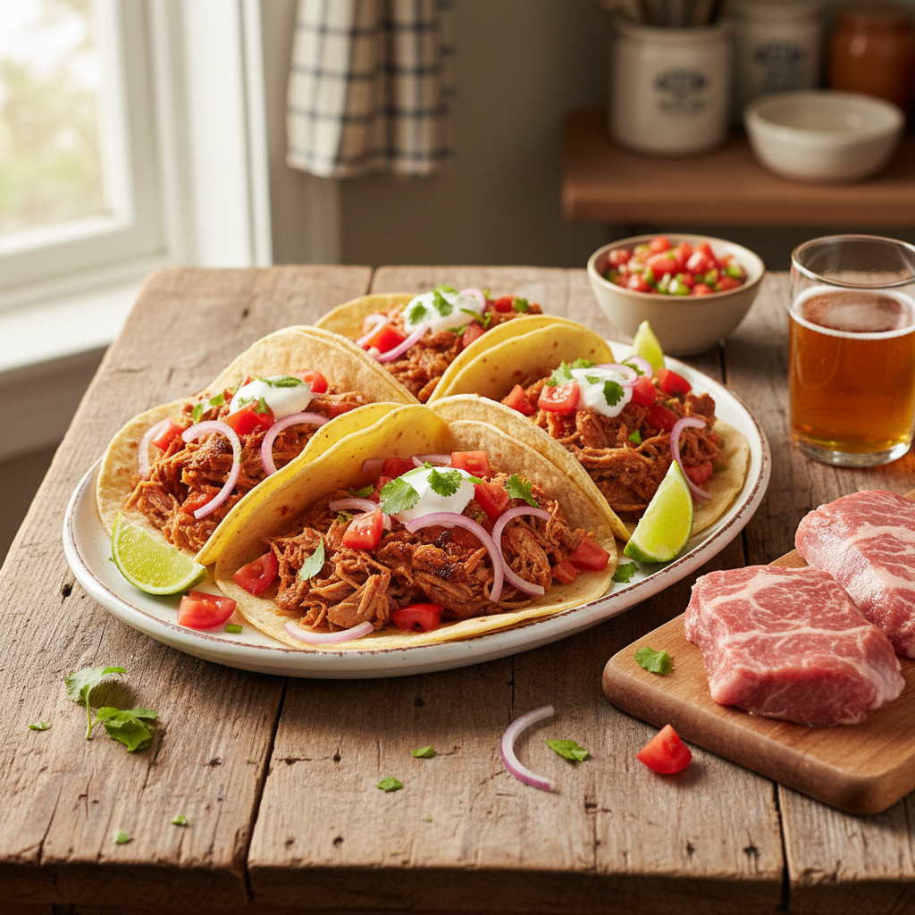 Tacos de Porc Effiloché Express aux Tomates et Limes
