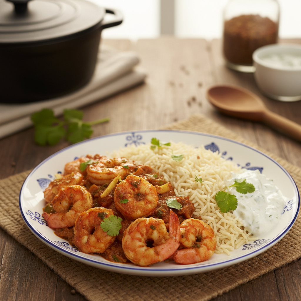 Crevettes Masala Express avec Riz Basmati