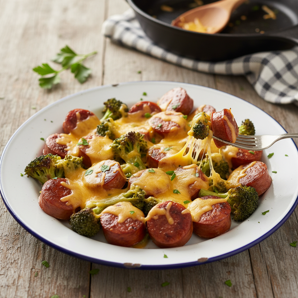 Image de la recette: Saucisses-Brocoli Poêlées au Fromage
