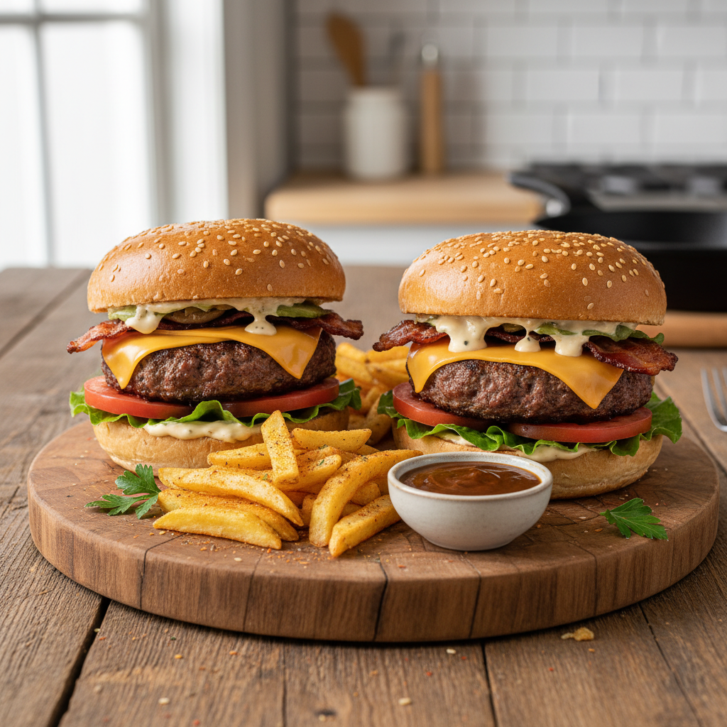 Burgers de bœuf haché maison à la québécoise