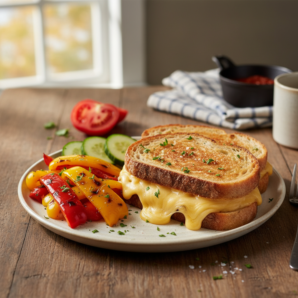 Sandwich Chaud au Fromage Fondu et Légumes Grillés