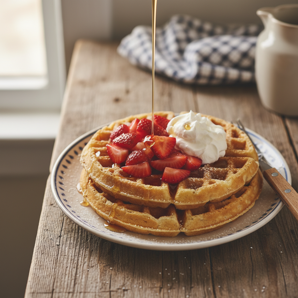 Image de la recette: Gaufres aux Œufs et Fraises Fraîches