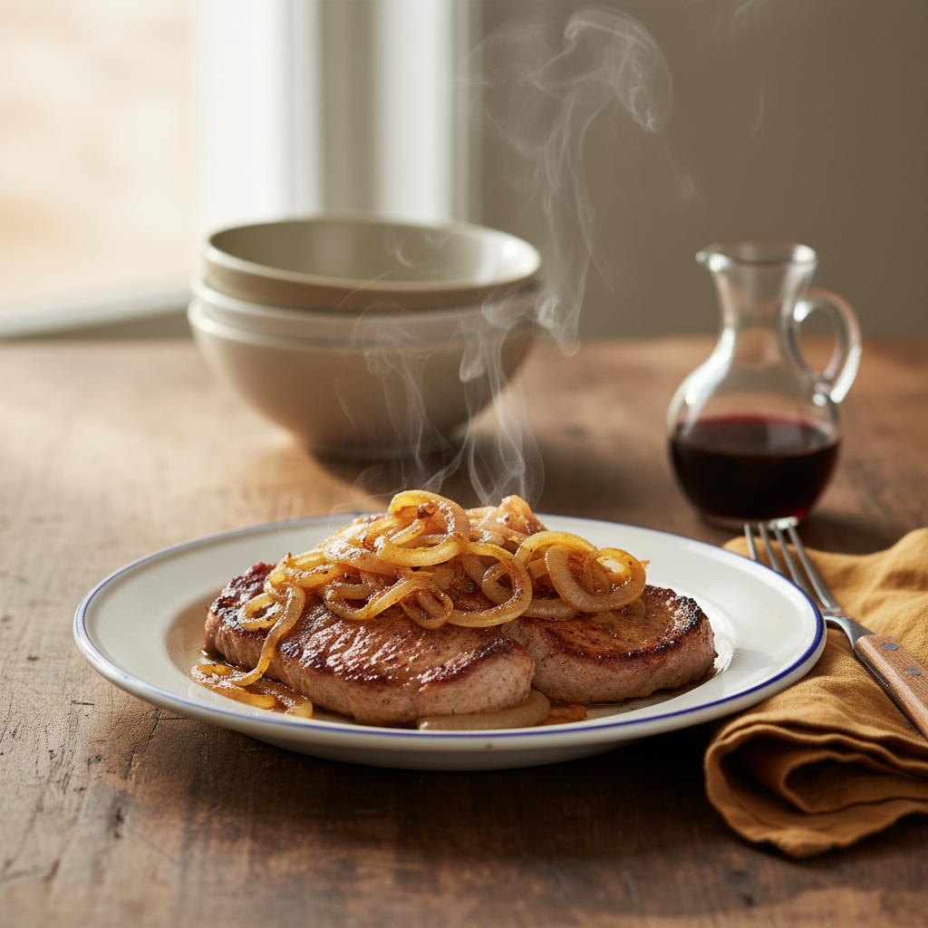 Image de la recette: Bavette de porc aux oignons
