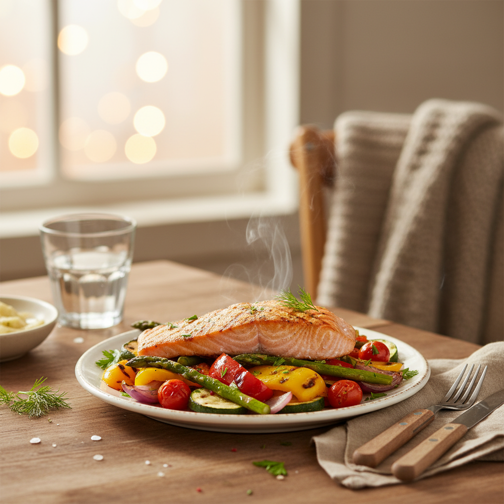Image de la recette: Saumon aux légumes grillés