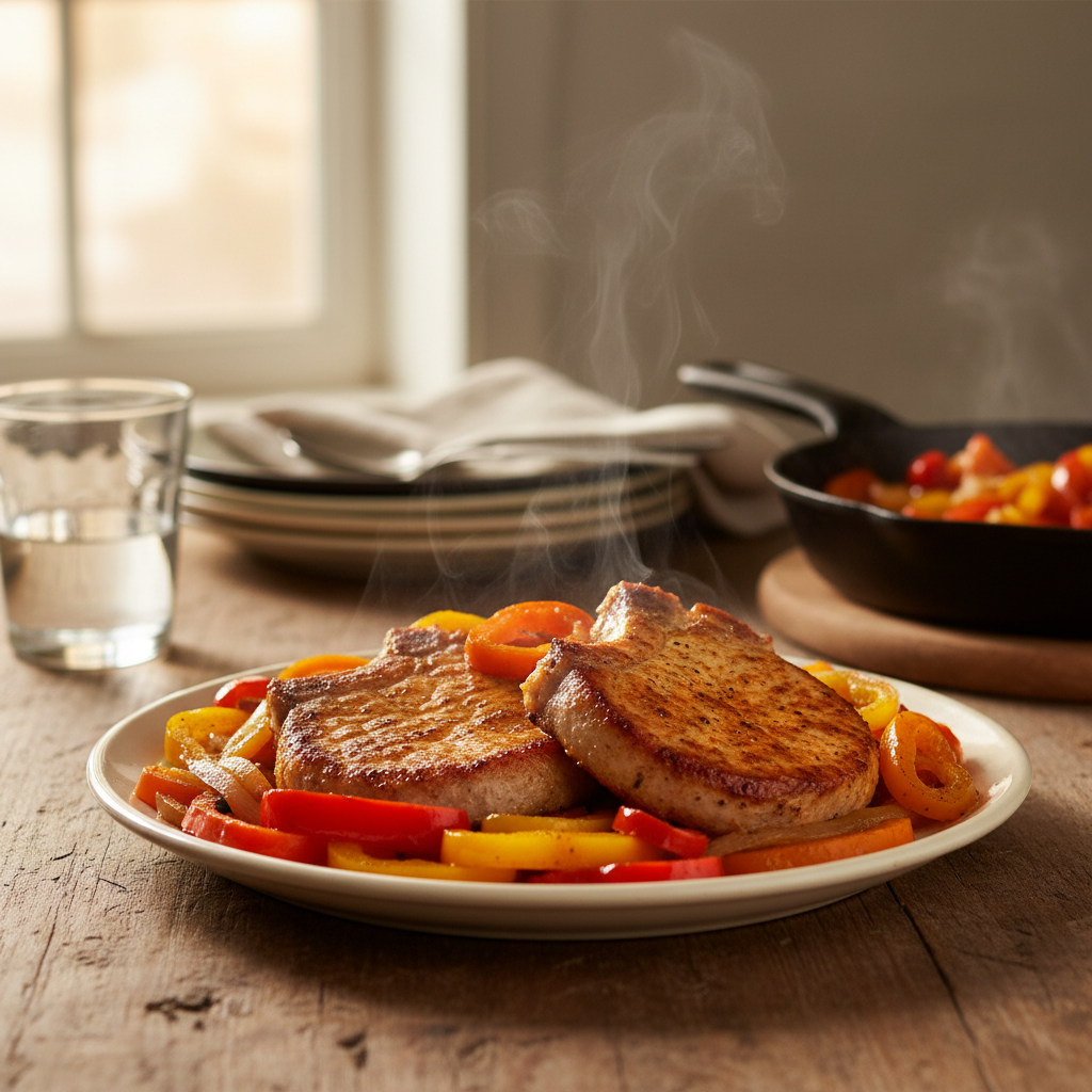 Image de la recette: Côtelettes de porc et poivrons