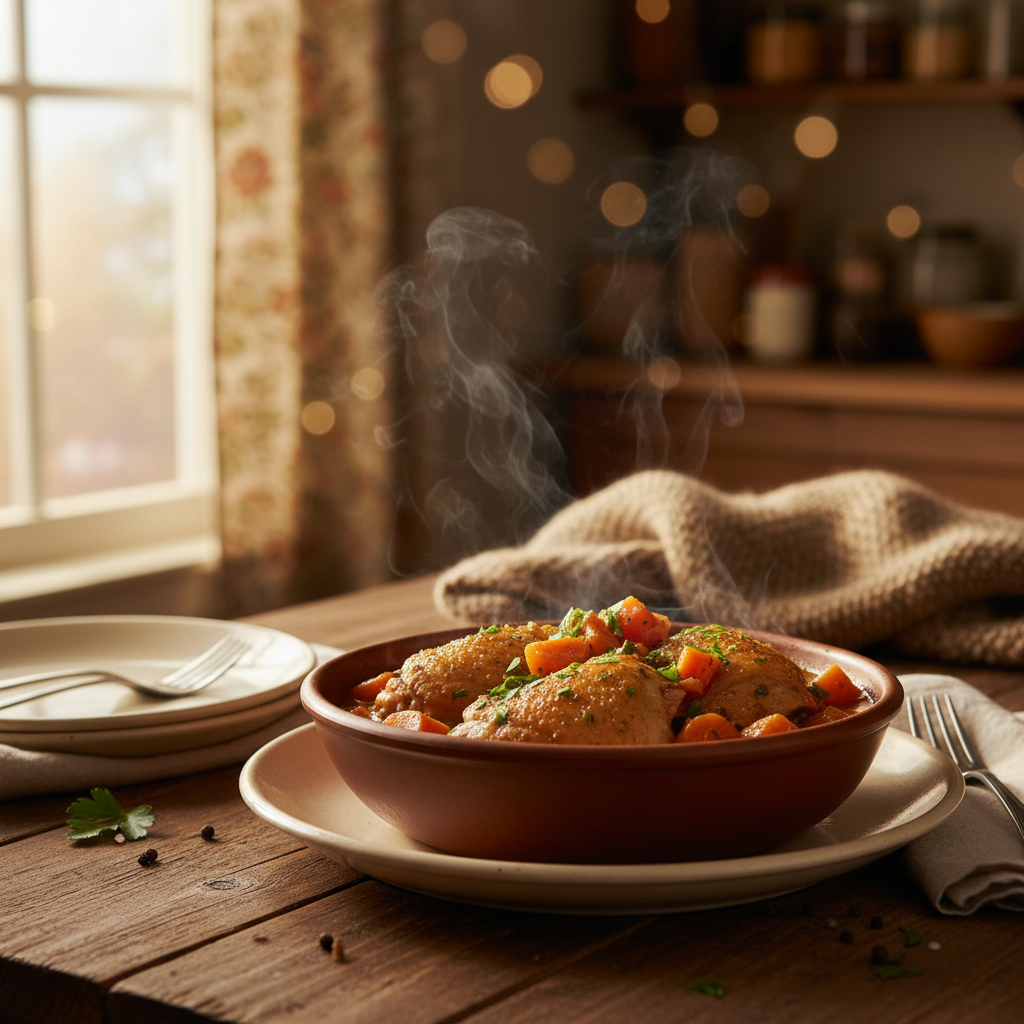 Image de la recette: Poulet et carottes mijotés