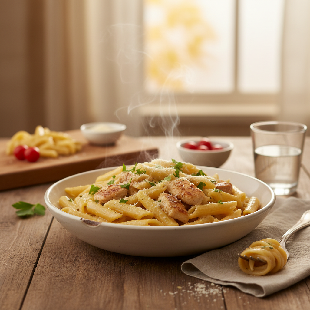 Image de la recette: Pâtes crémeuses au poulet