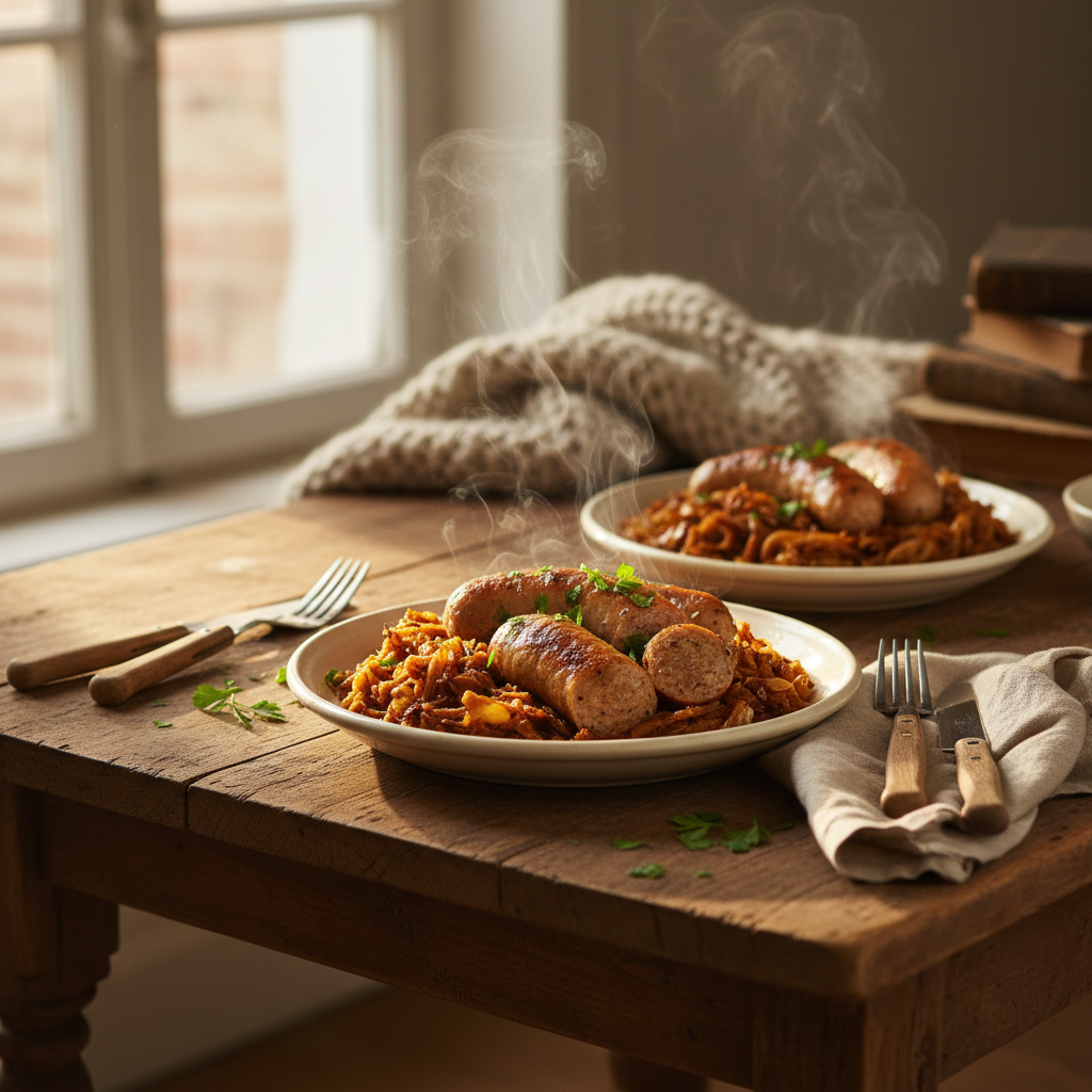 Image de la recette: Saucisses au chou braisé