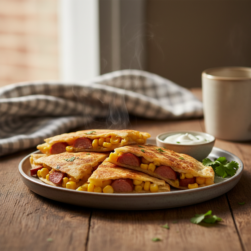 Image de la recette: Quesadillas saucisses et maïs