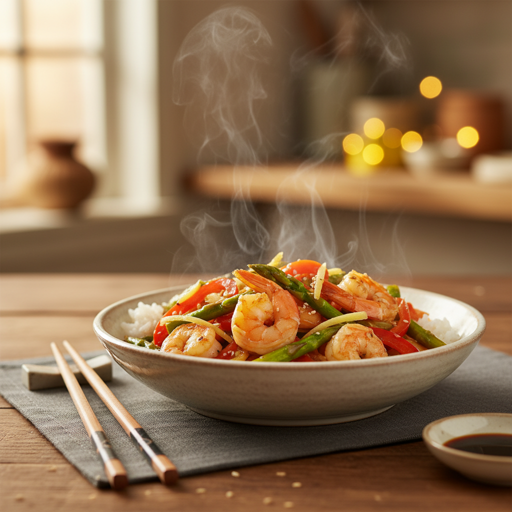 Image de la recette: Sauté crevettes et asperges
