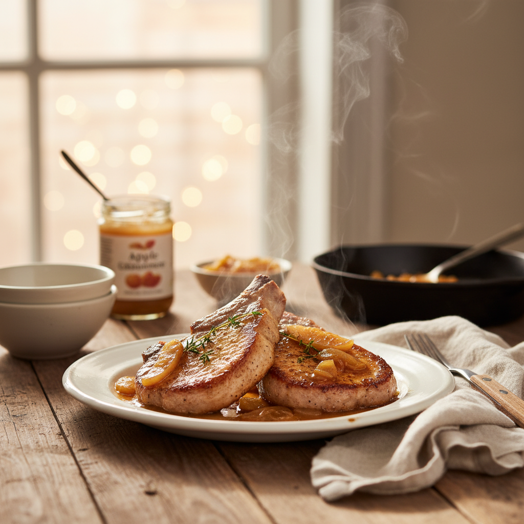 Image de la recette: Côtelettes de porc aux pommes