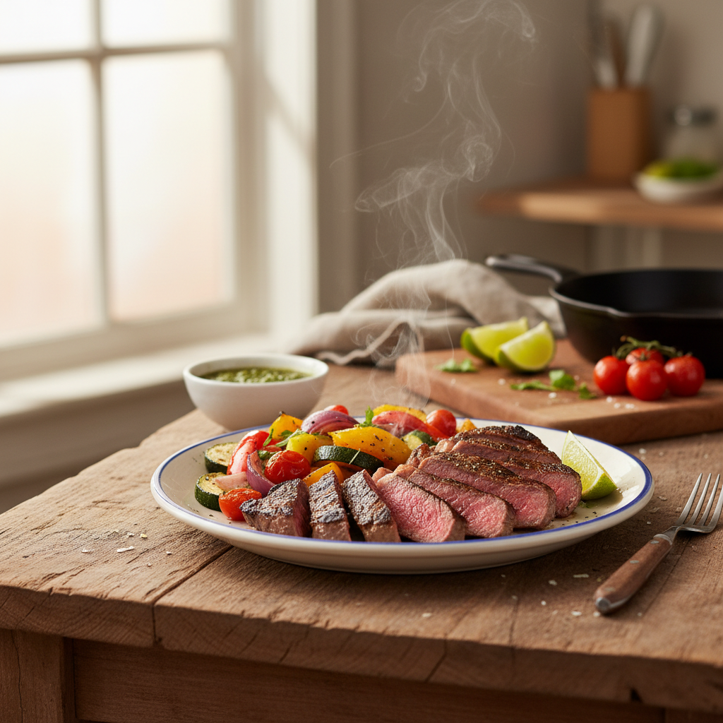 Image de la recette: Bavette grillée aux légumes