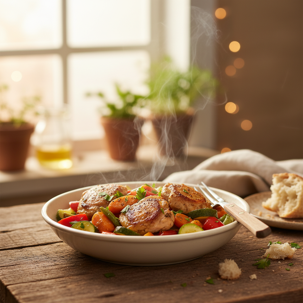 Image de la recette: Poulet aux légumes rapide