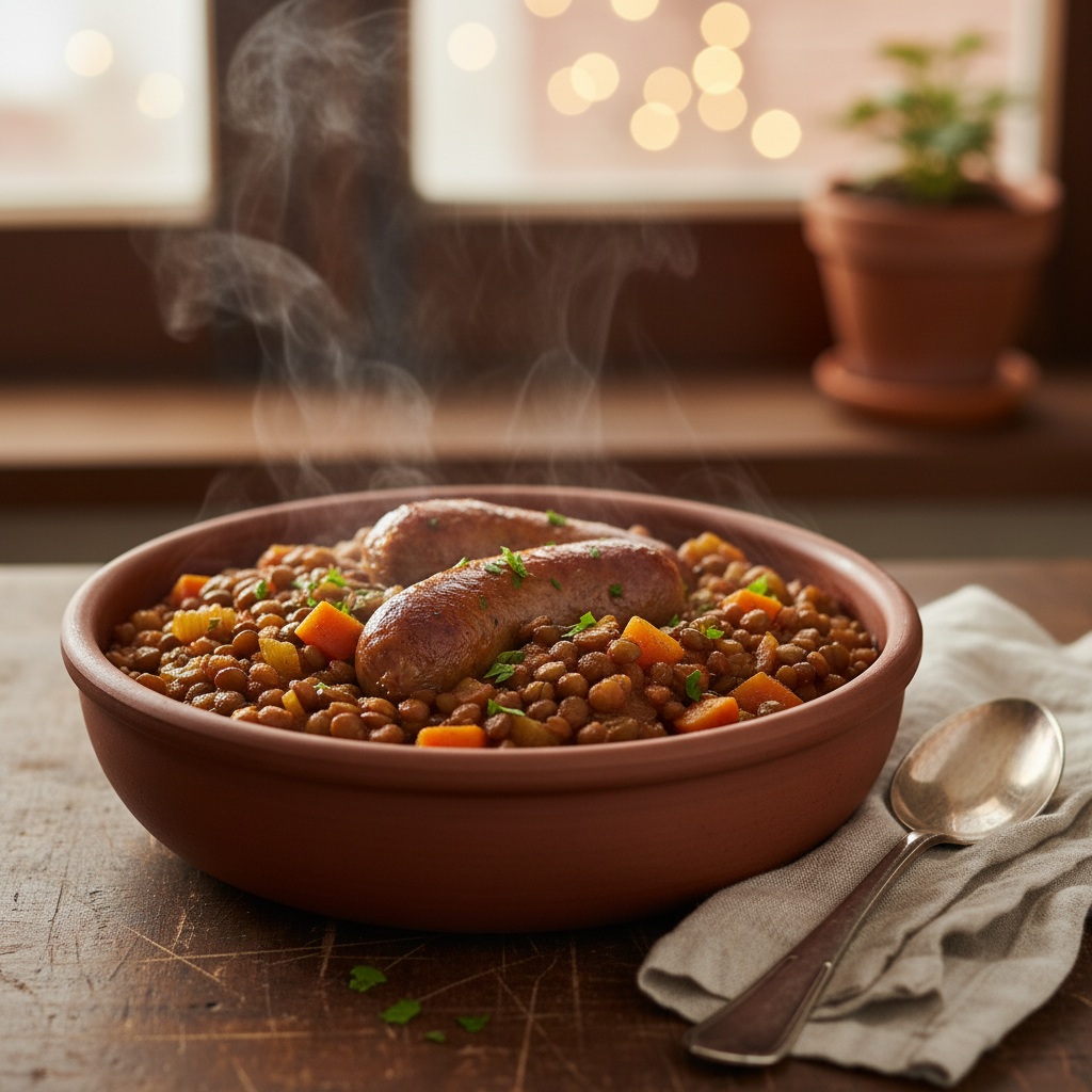 Image de la recette: Saucisses Mijotées aux Lentilles