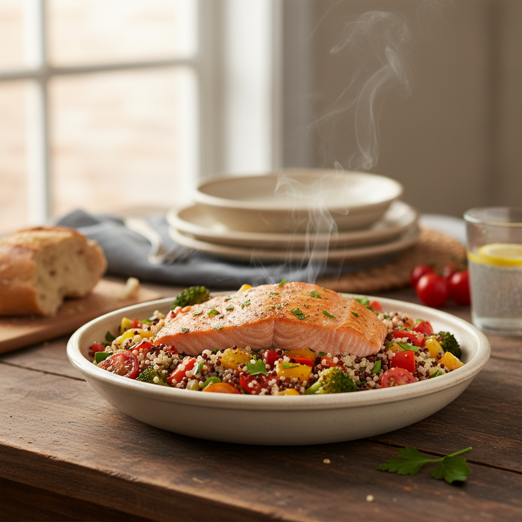 Image de la recette: Saumon et quinoa coloré