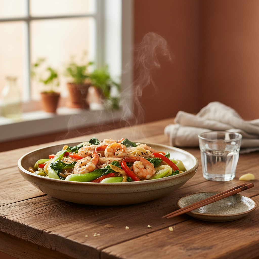 Image de la recette: Sauté Crevettes Bok Choy