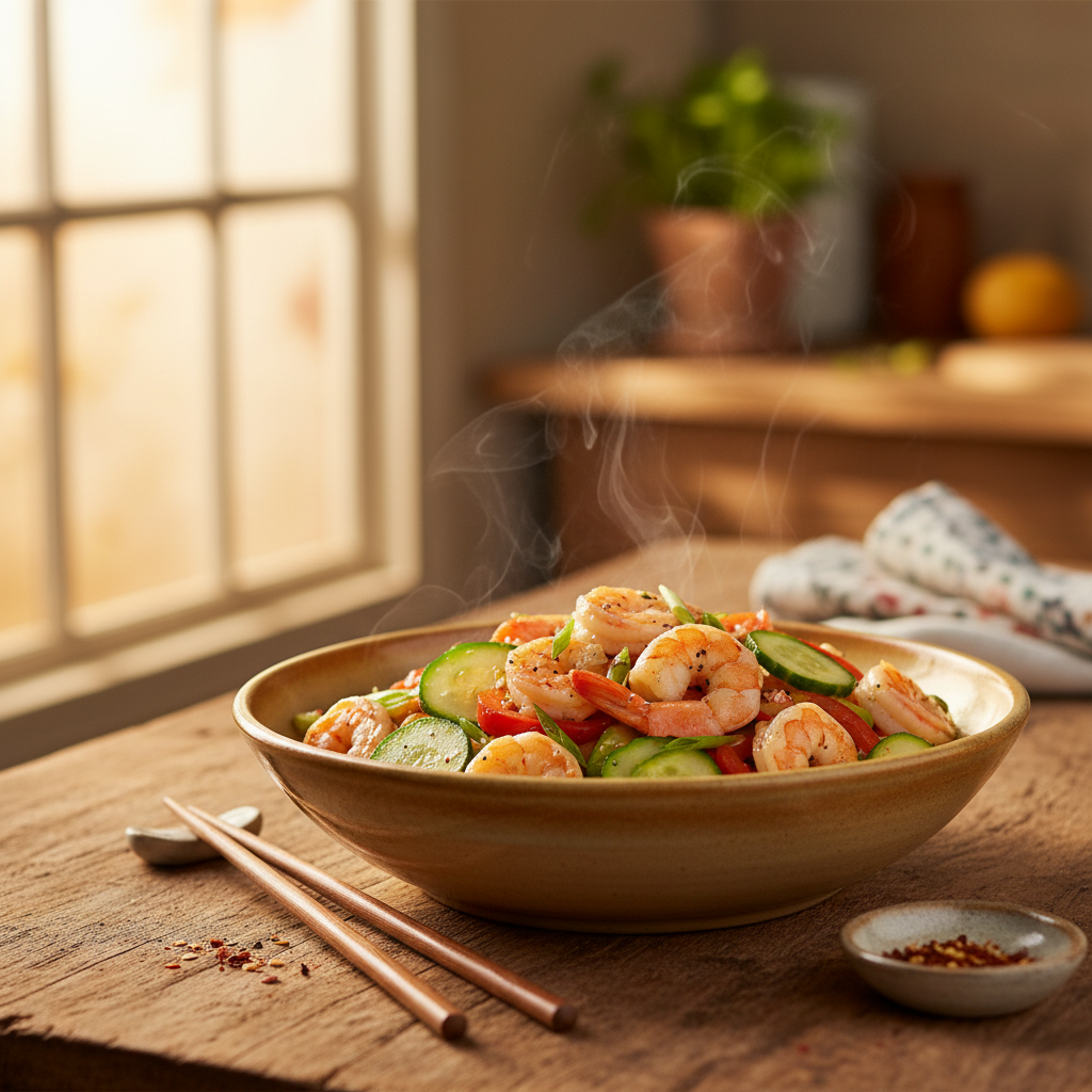 Image de la recette: Sauté de crevettes aux légumes
