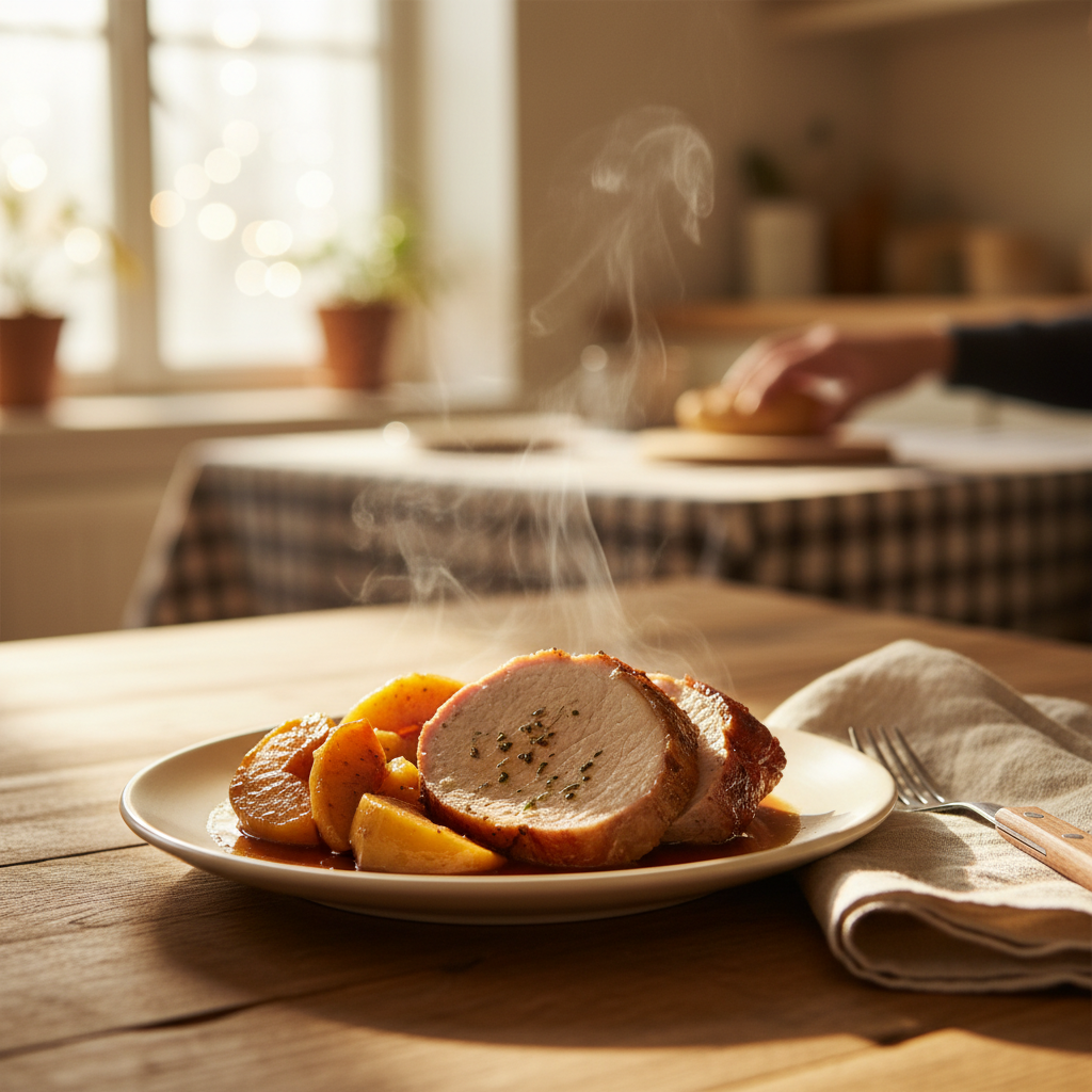 Image de la recette: Rôti de porc aux pommes