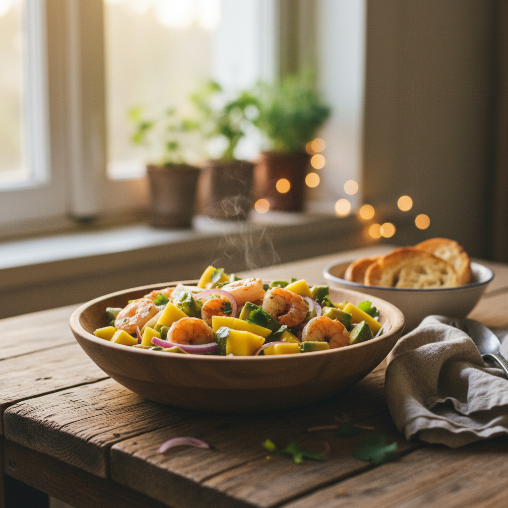 Image de la recette: Salade crevettes mangue avocat