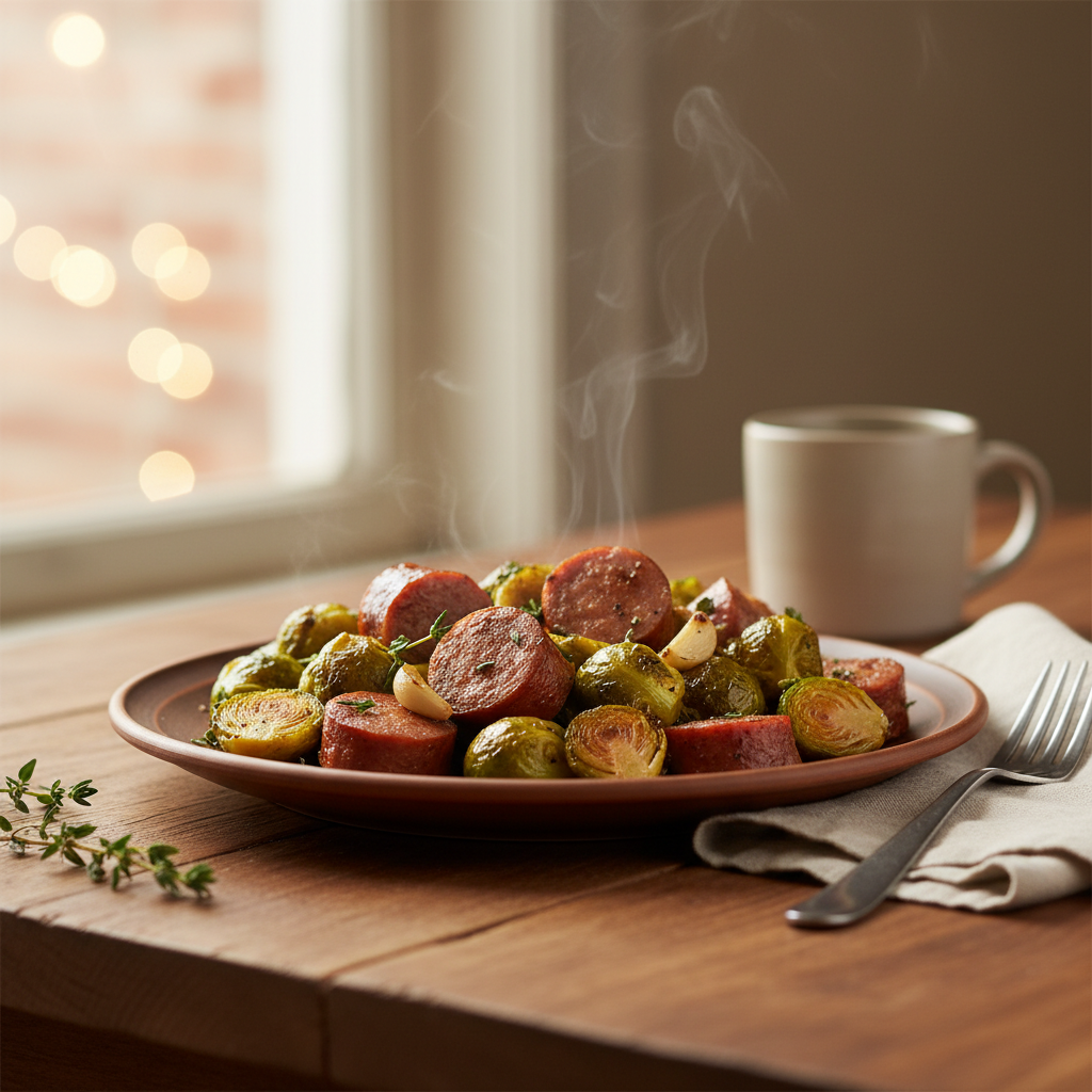 Image de la recette: Saucisses et choux de Bruxelles
