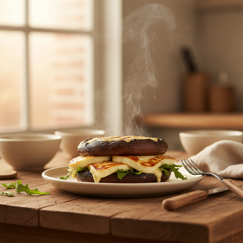 Image de la recette: Burger Portobello Fromage Grillé
