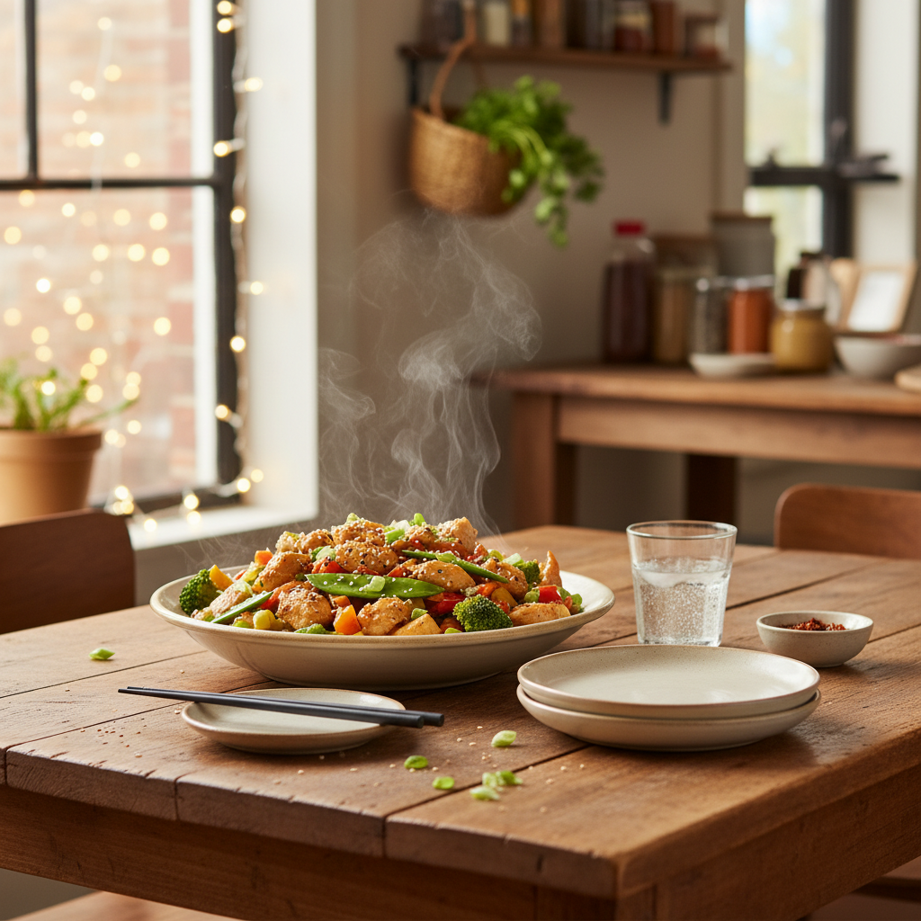 Image de la recette: Poulet sauté aux légumes