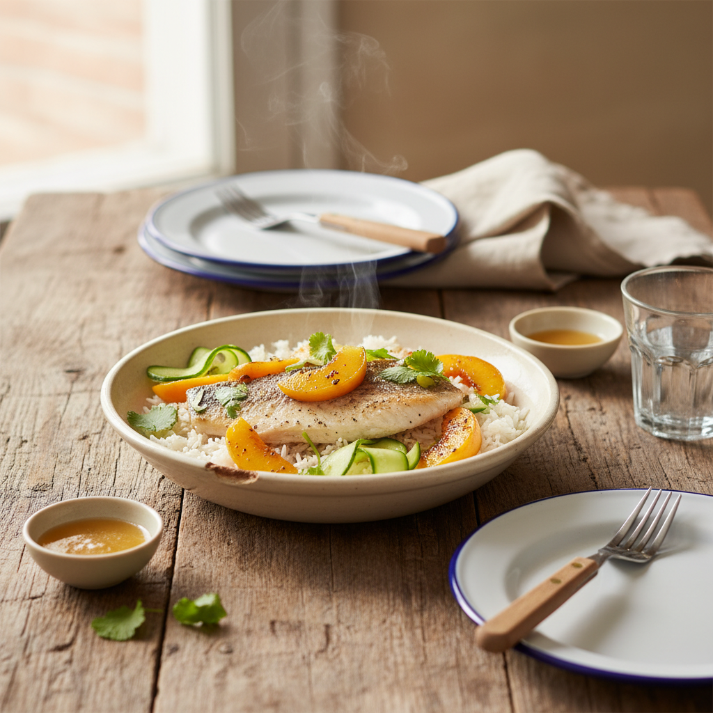 Image de la recette: Pangasius aux pêches et riz