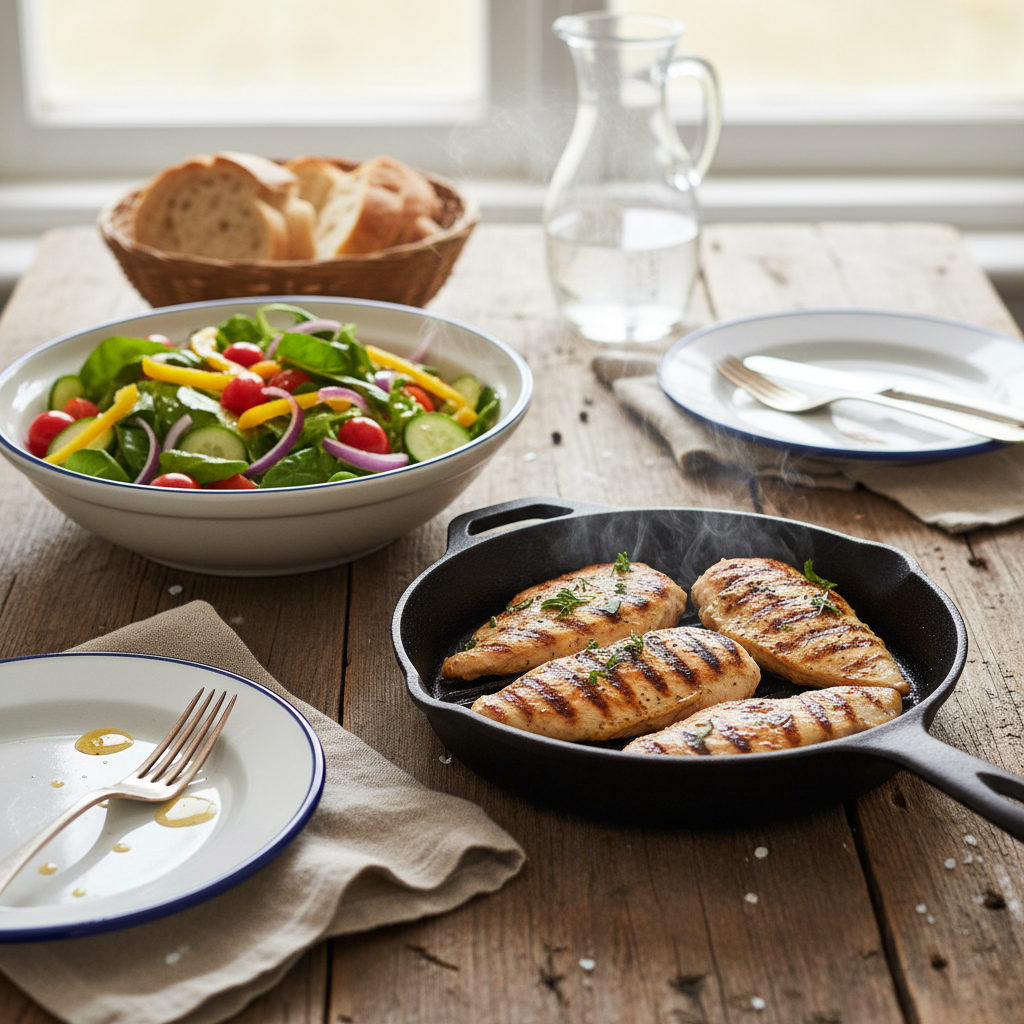 Image de la recette: Poulet grillé et salade fraîche