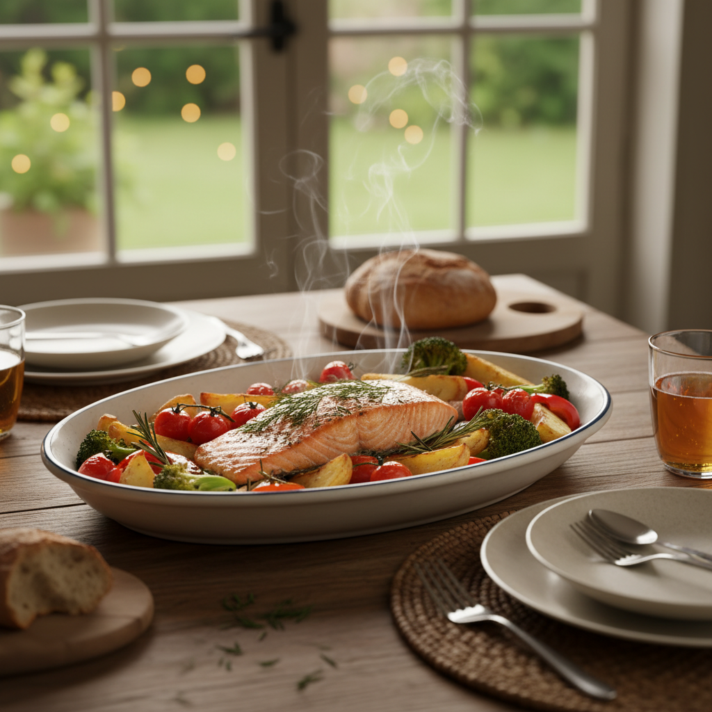 Image de la recette: Saumon et légumes rôtis