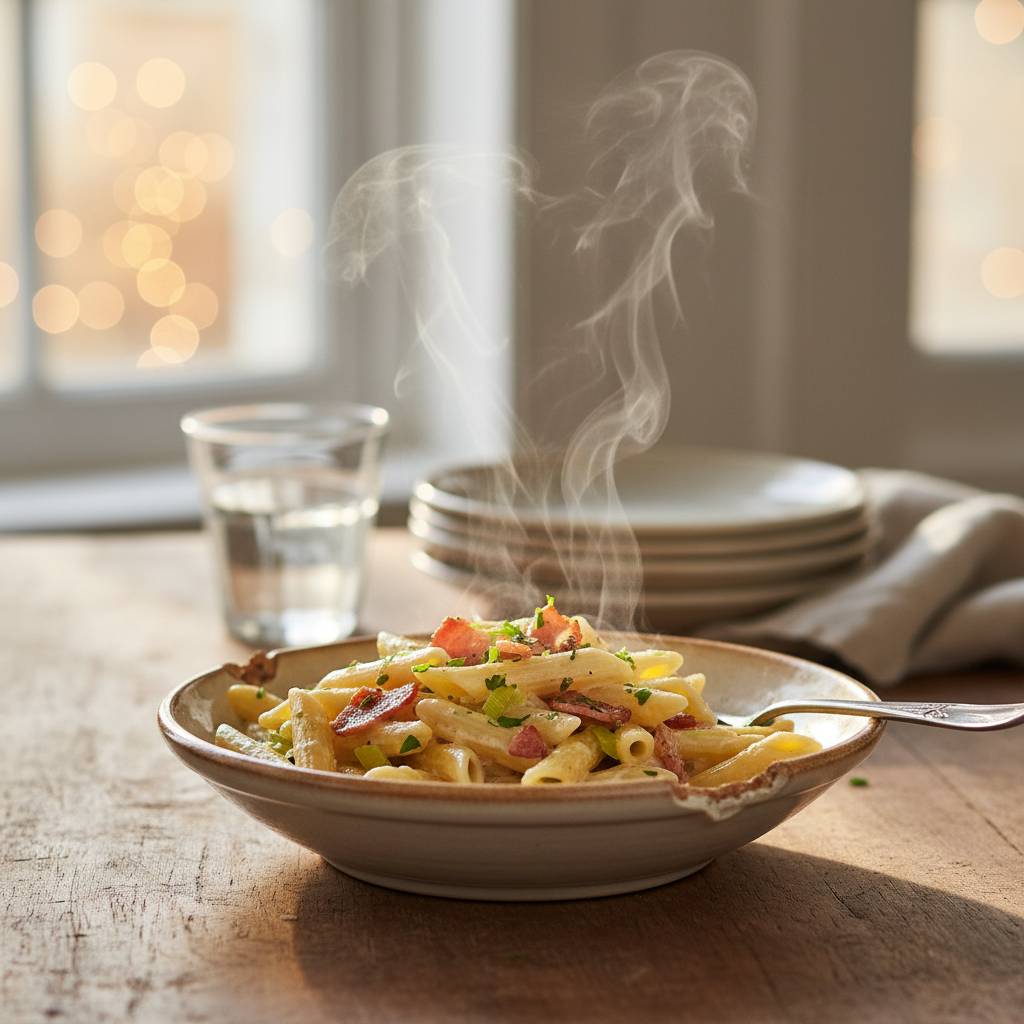 Image de la recette: Pennes crémeuses au bacon
