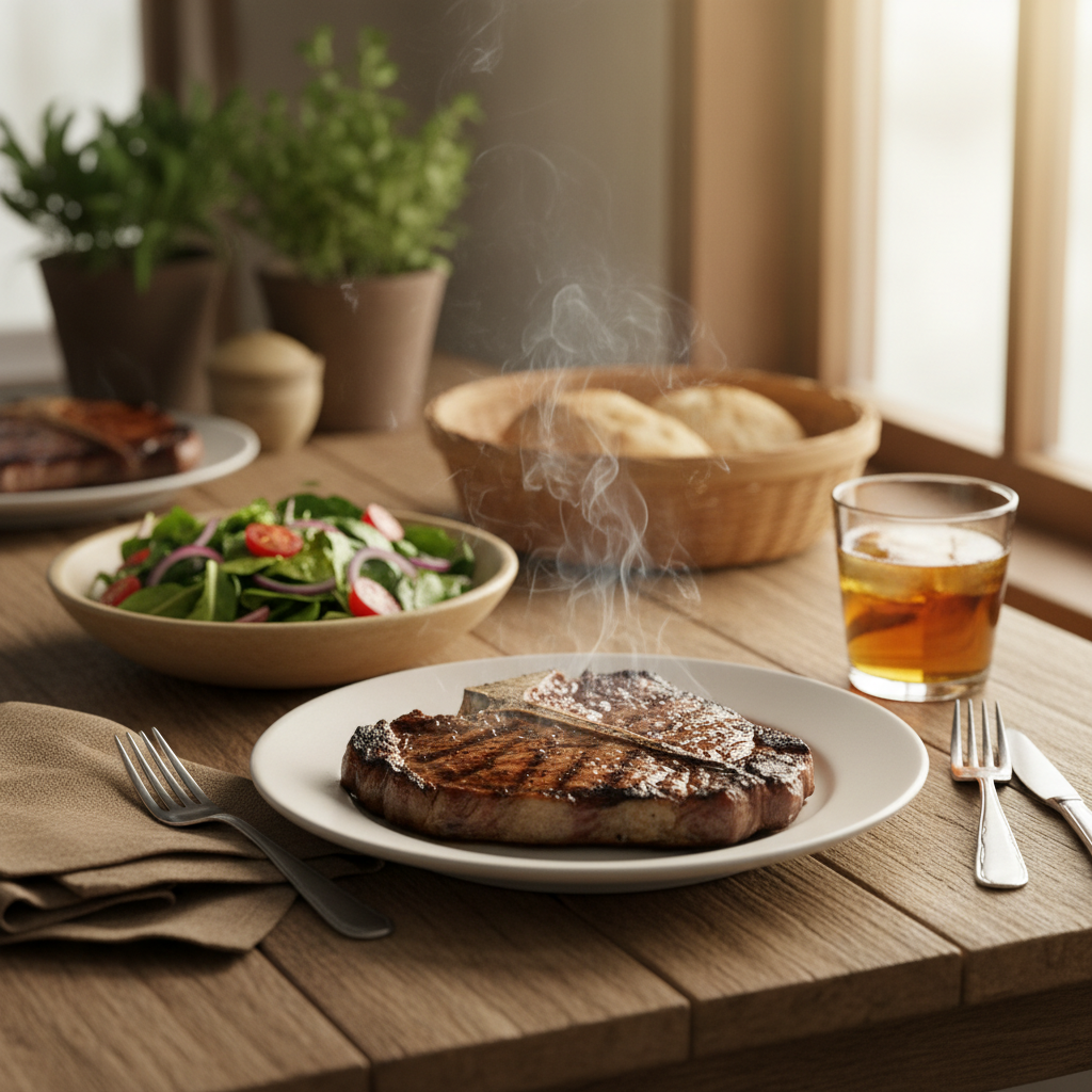 Image de la recette: Bifteck et salade rapide
