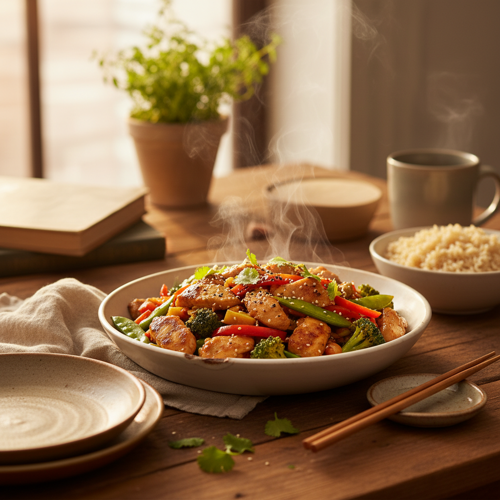 Image de la recette: Poulet sauté et riz brun
