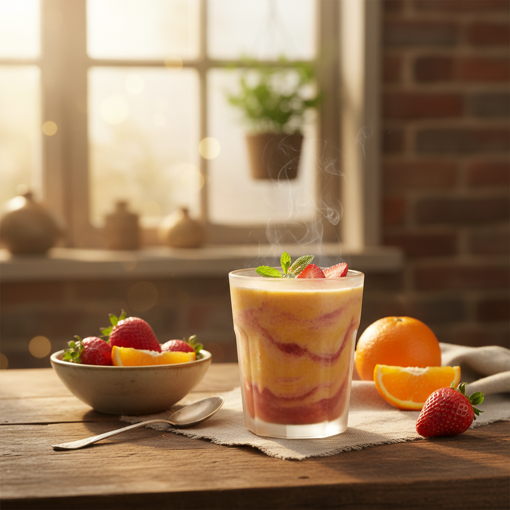 Image de la recette: Smoothie Éclair Orange Fraise