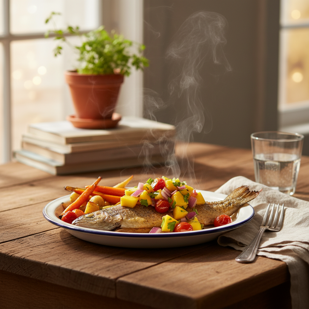 Image de la recette: Truite mangue et légumes