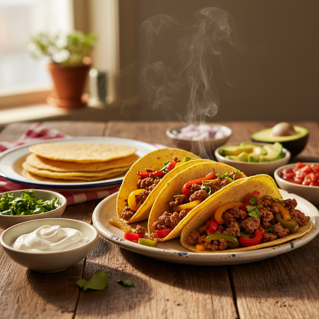 Image de la recette: Tacos Bœuf Poivrons Express