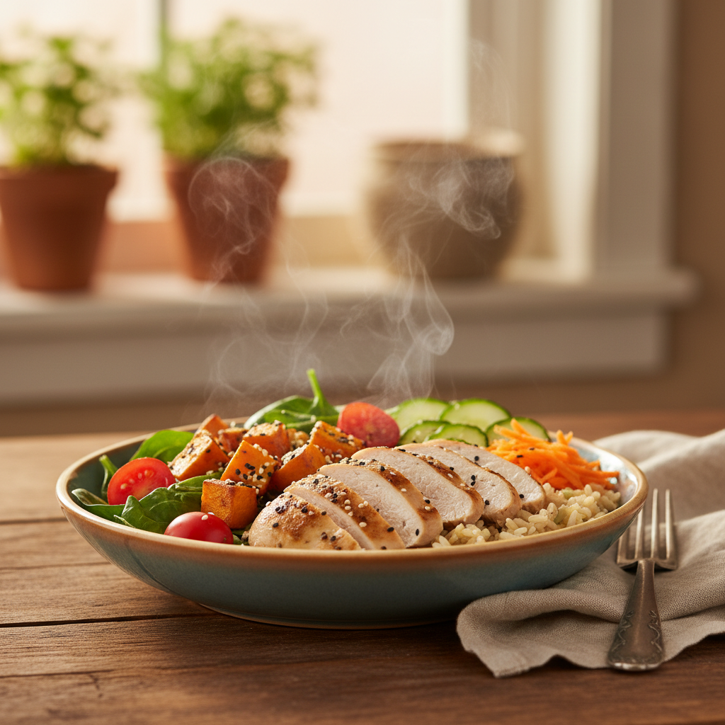 Image de la recette: Bol bouddha au poulet