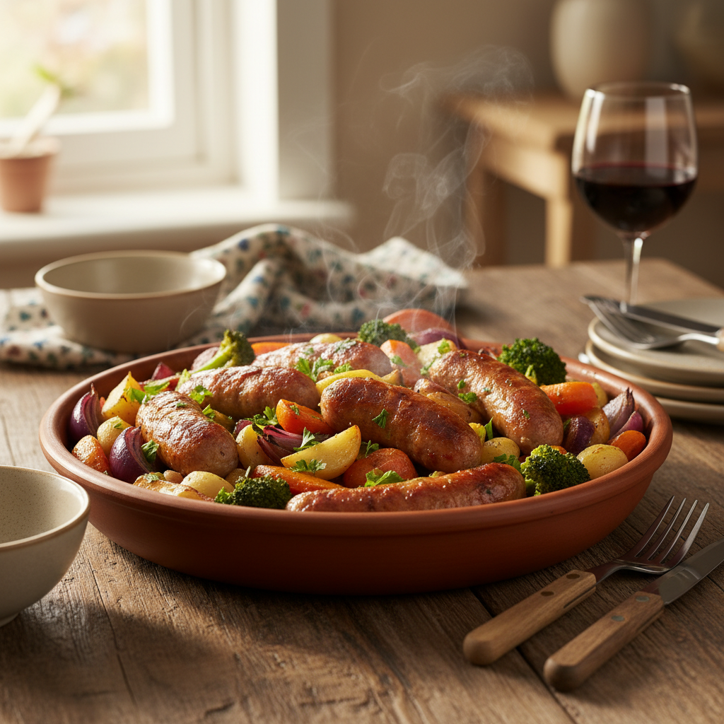 Image de la recette: Saucisses fraîches aux légumes