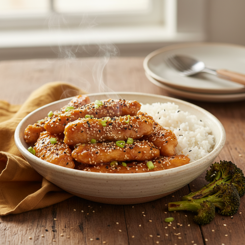 Image de la recette: Lanières de poulet miel et sésame