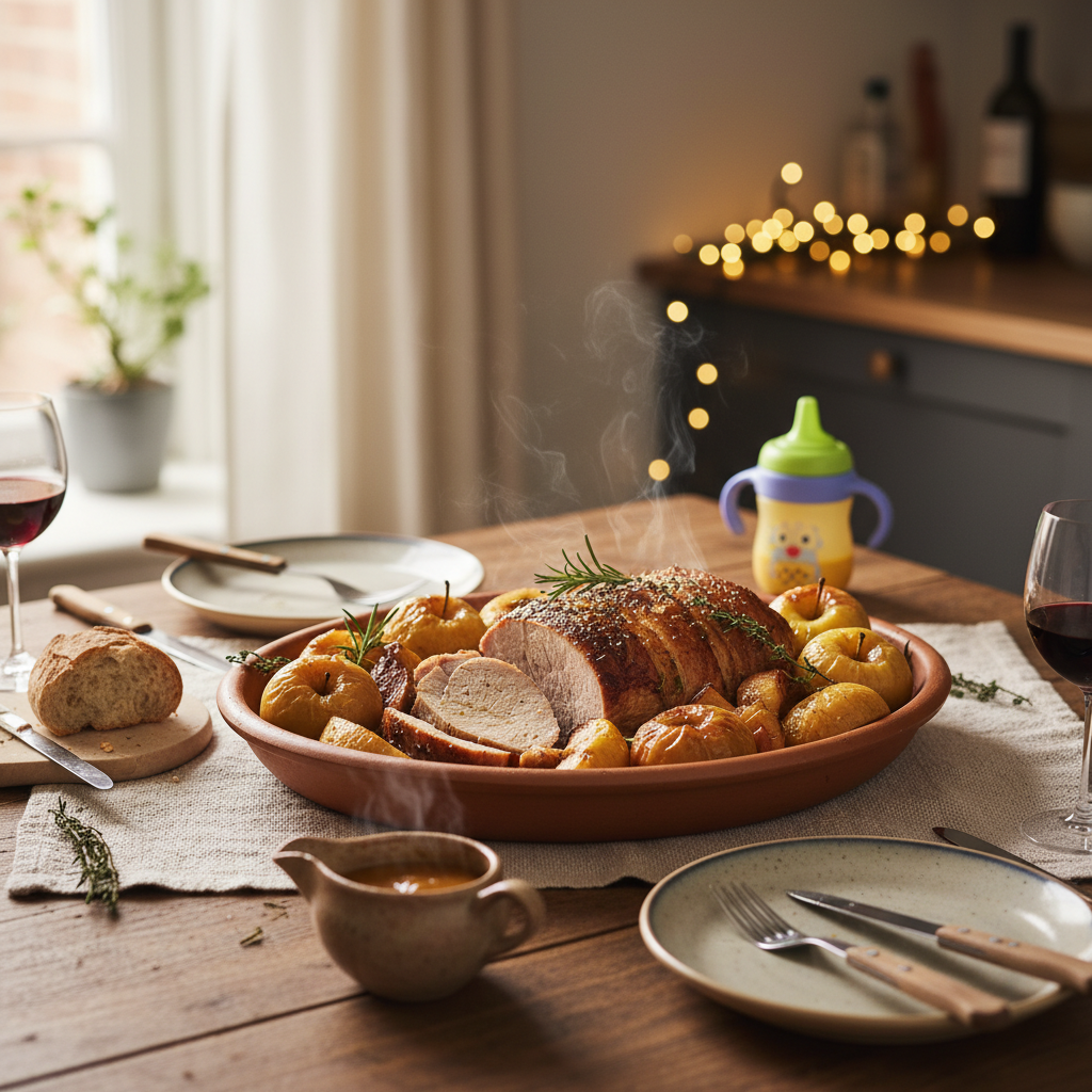 Image de la recette: Rôti de porc aux pommes