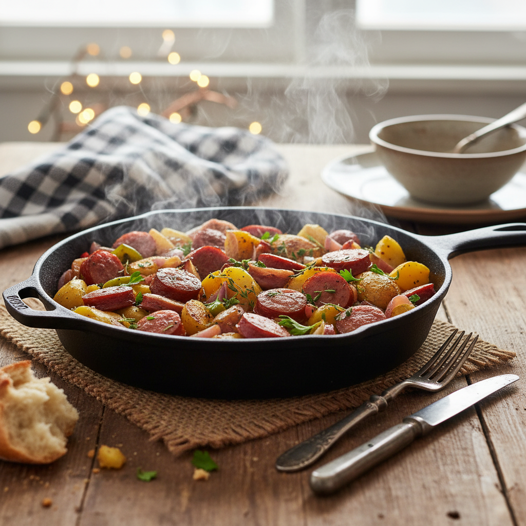 Image de la recette: Saucisses fumées et patates