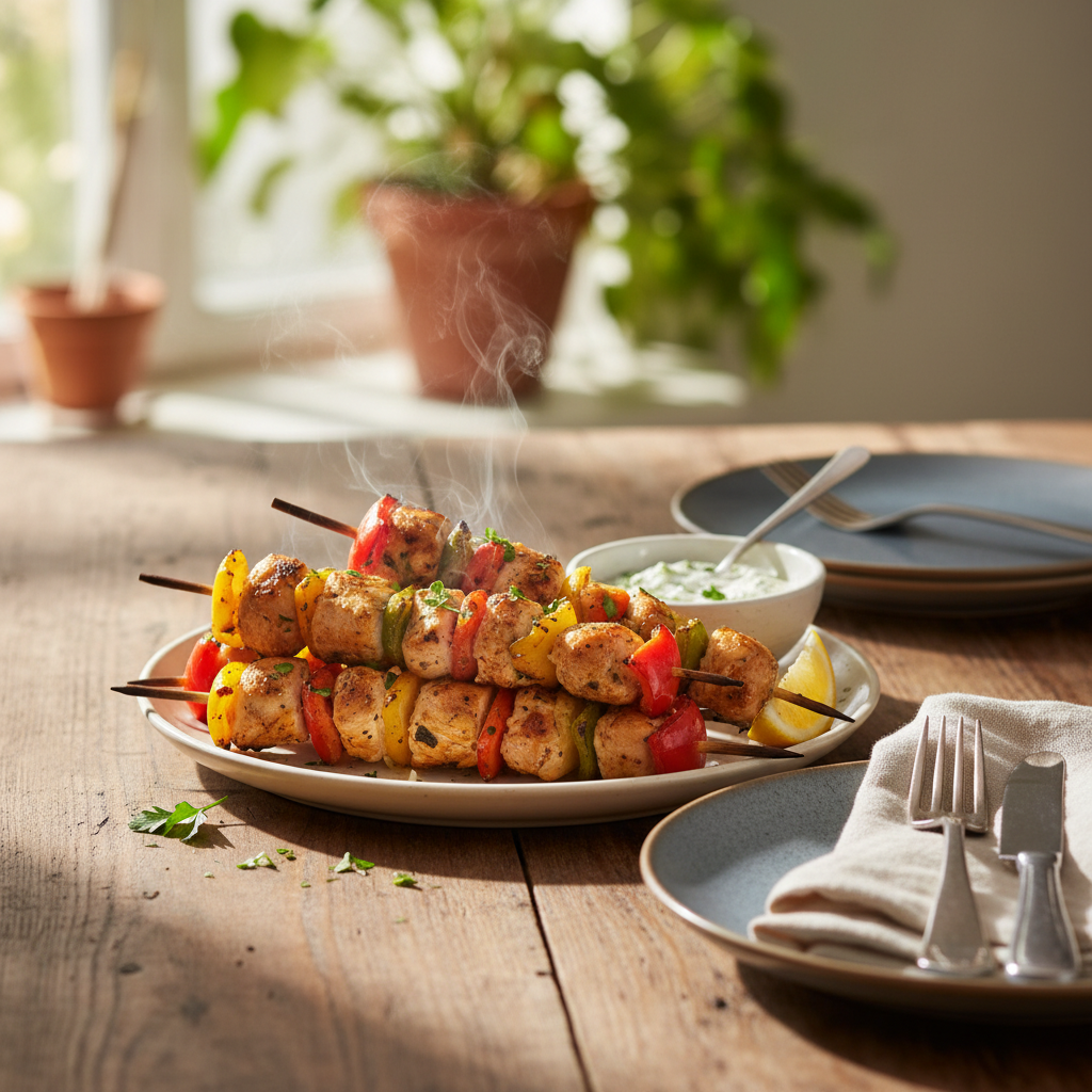 Image de la recette: Brochettes Poulet Poivrons Grillés