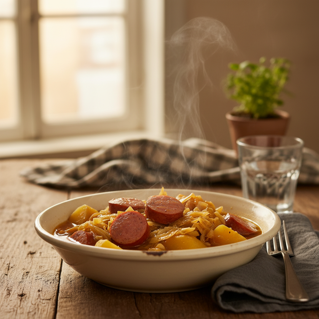 Image de la recette: Saucisses et Chou Mijotés