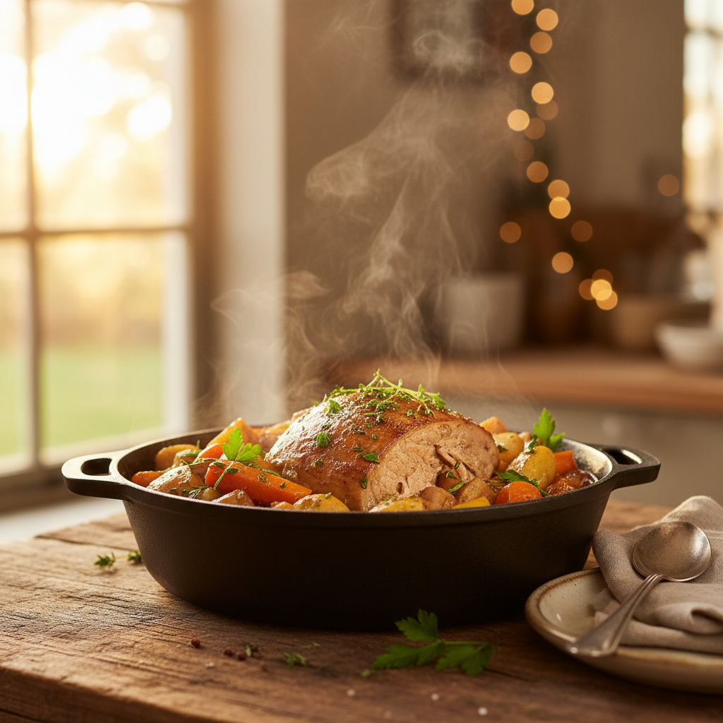 Image de la recette: Rôti de porc mijoté