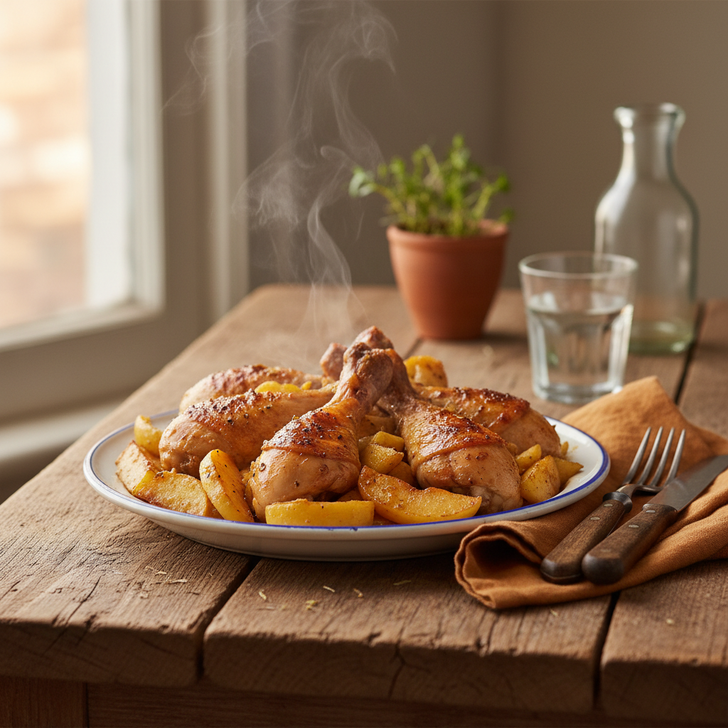 Image de la recette: Pilons poulet rôtis pommes