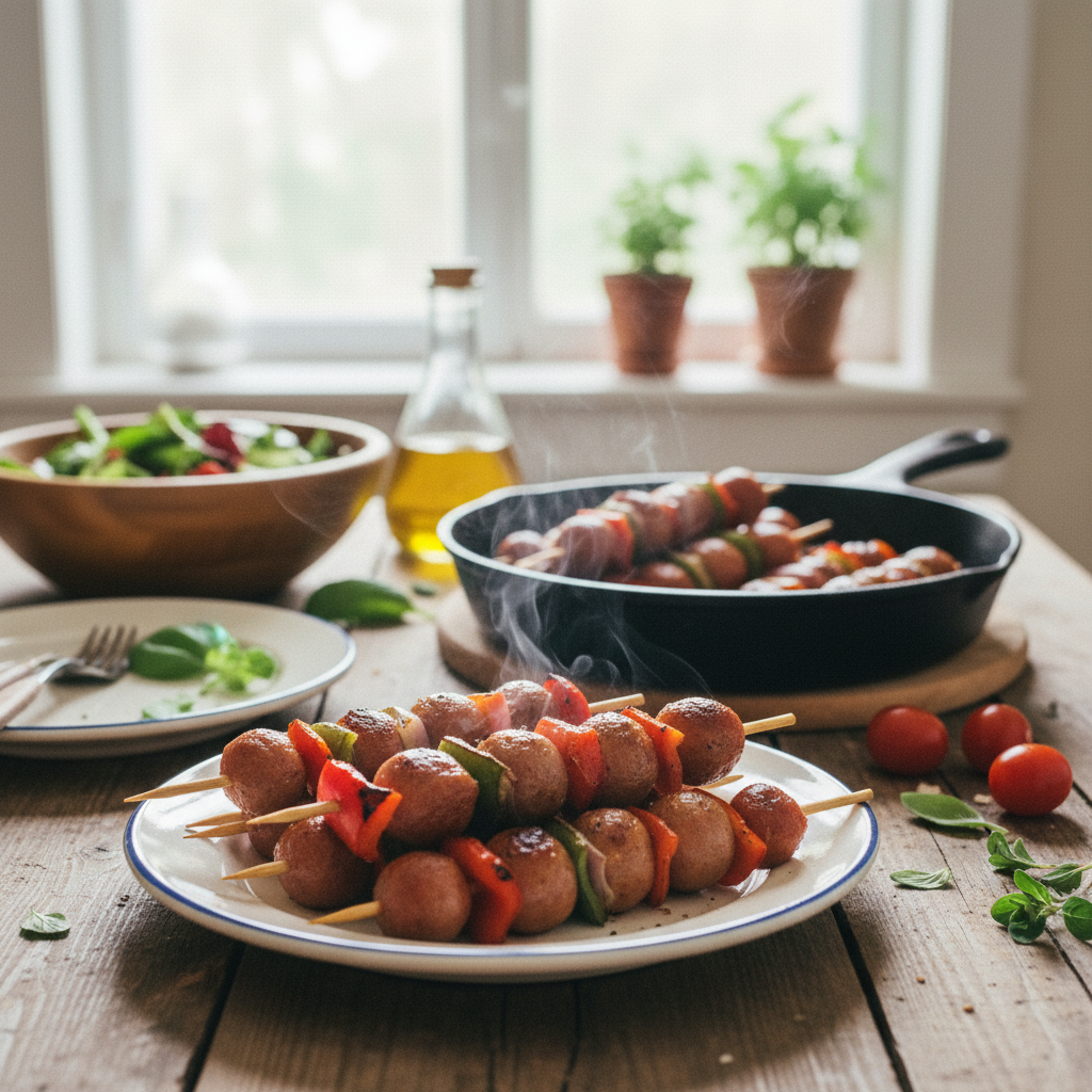 Image de la recette: Brochettes Saucisses Italiennes Grillées
